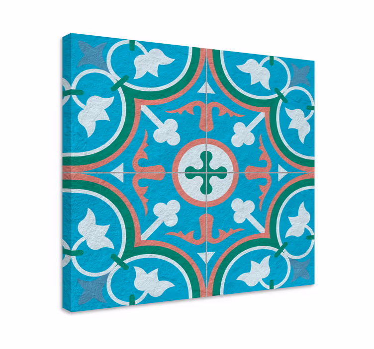 Blue hydraulic tile retro canvas - TenStickers