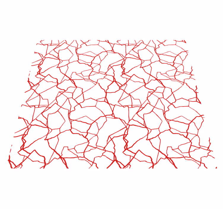 Cracking red pattern white rug - TenStickers