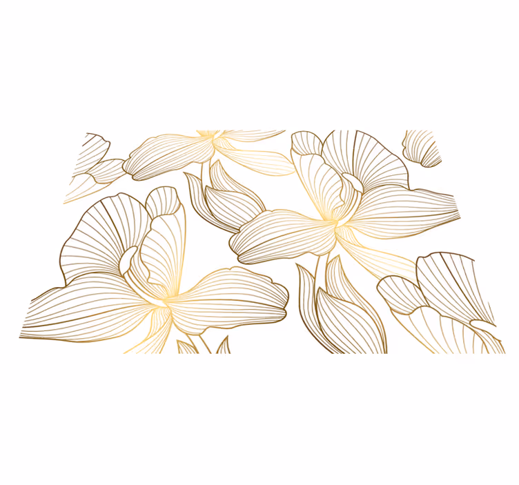 Golden flowers living room vinyl rug - TenStickers