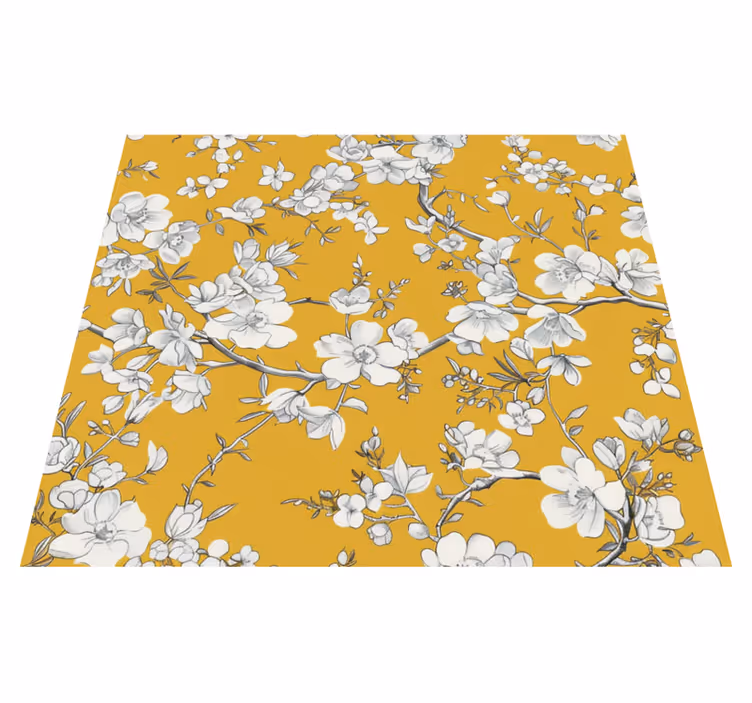 Floral vintage pattern yellow rug - TenStickers