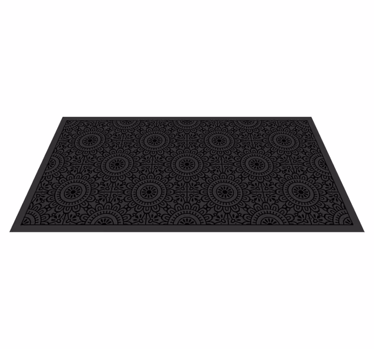 Mandala flowers  black rug - TenStickers