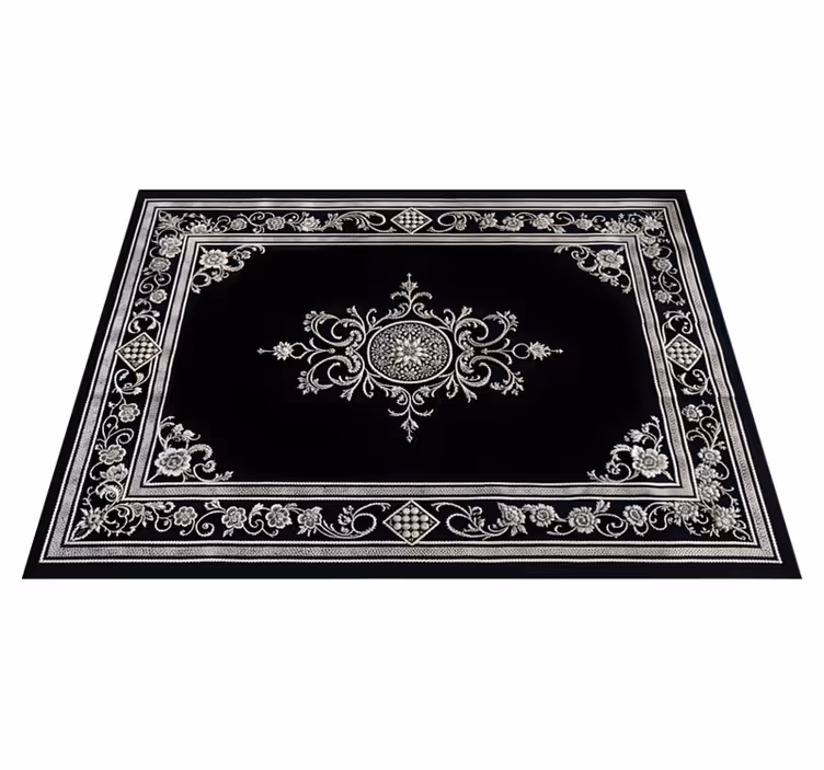 Classic oriental design black rug - TenStickers