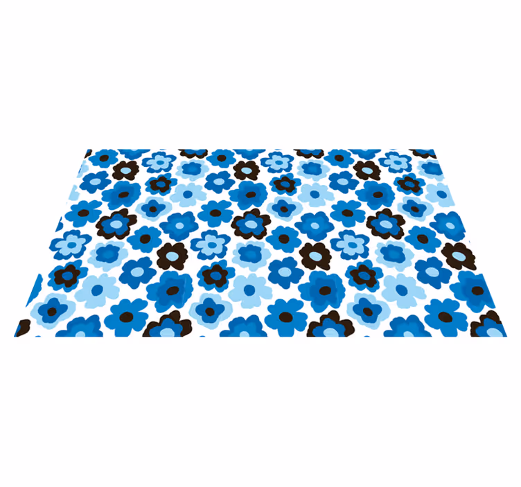 Blue poppy floral vinyl rug - TenStickers