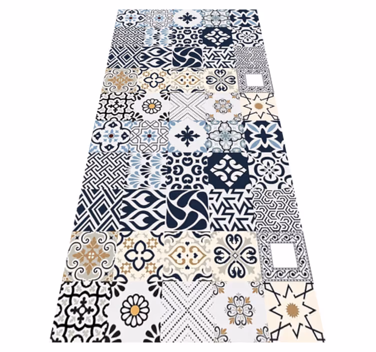 Blue Tiles kitchen mat - TenStickers