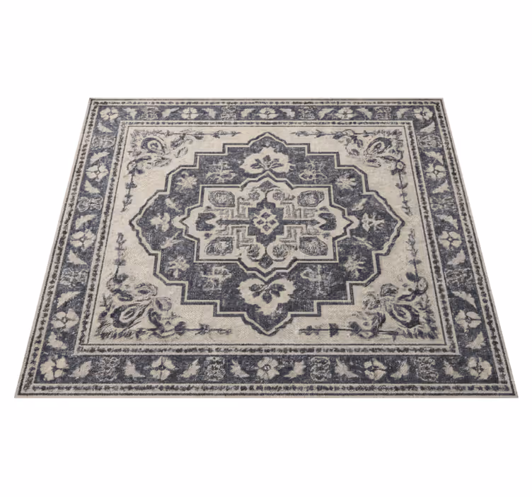 Beige elegant tiles living room rug - TenStickers