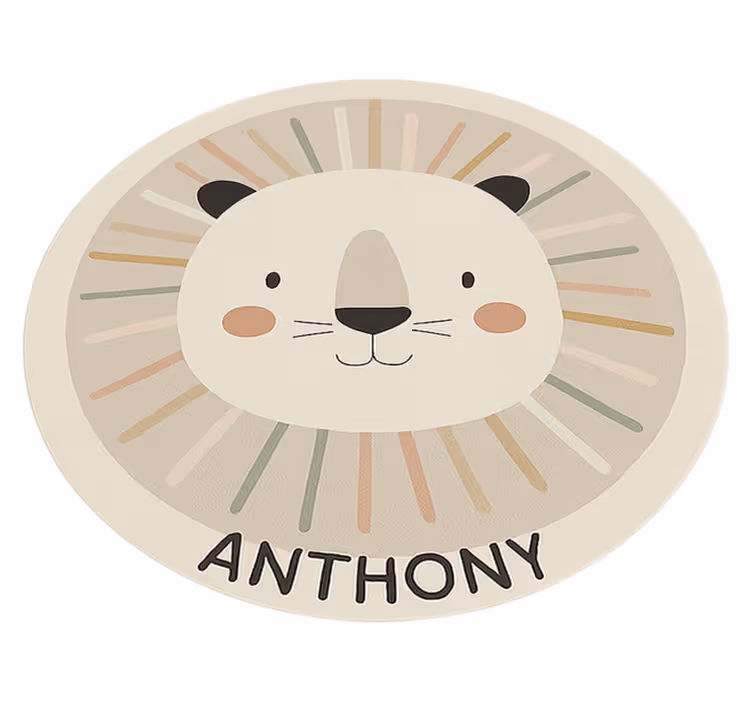 Custom beige lion kids rug - TenStickers