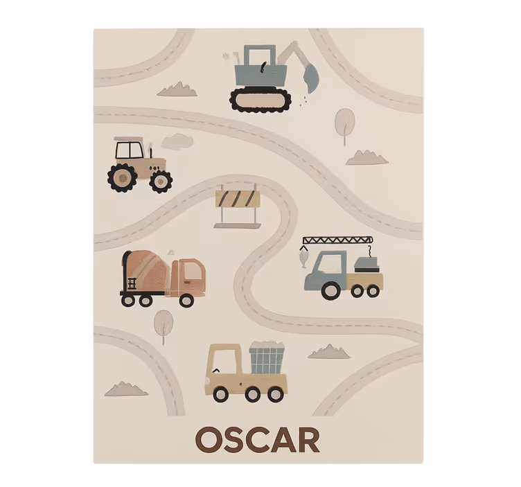 Custom beige construction kids rug - TenStickers