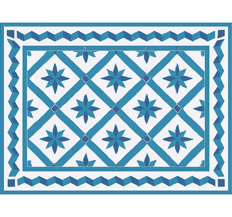 Geometric star tiles blue rug - TenStickers