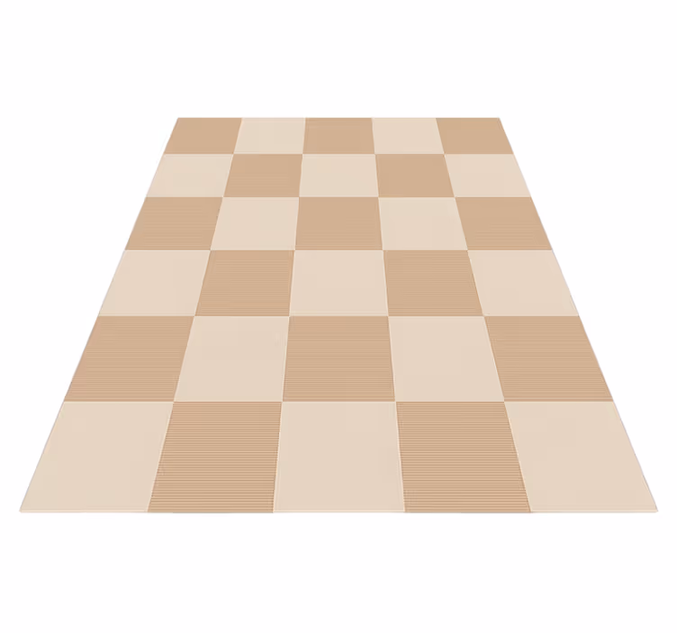 Beige chequered pattern square rug - TenStickers