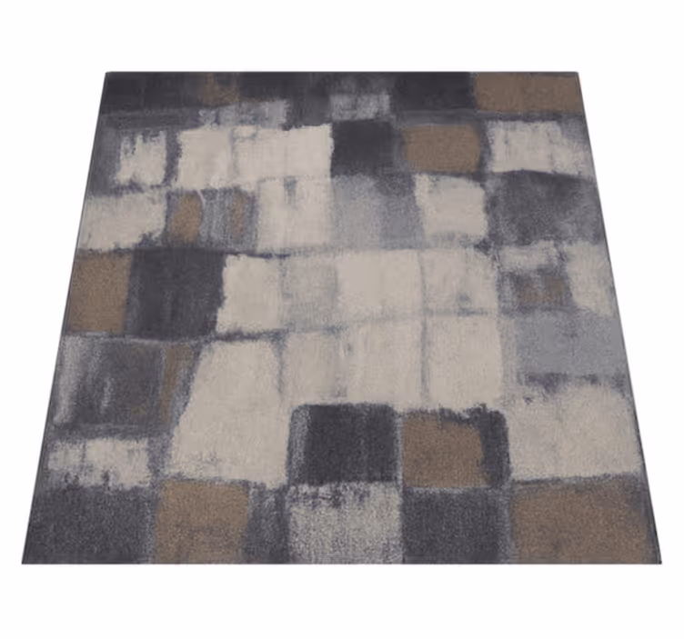 Grey patchwork design square rug - TenStickers