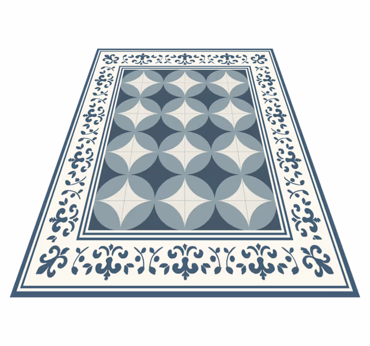 Blue and white motif tile carpet - TenStickers