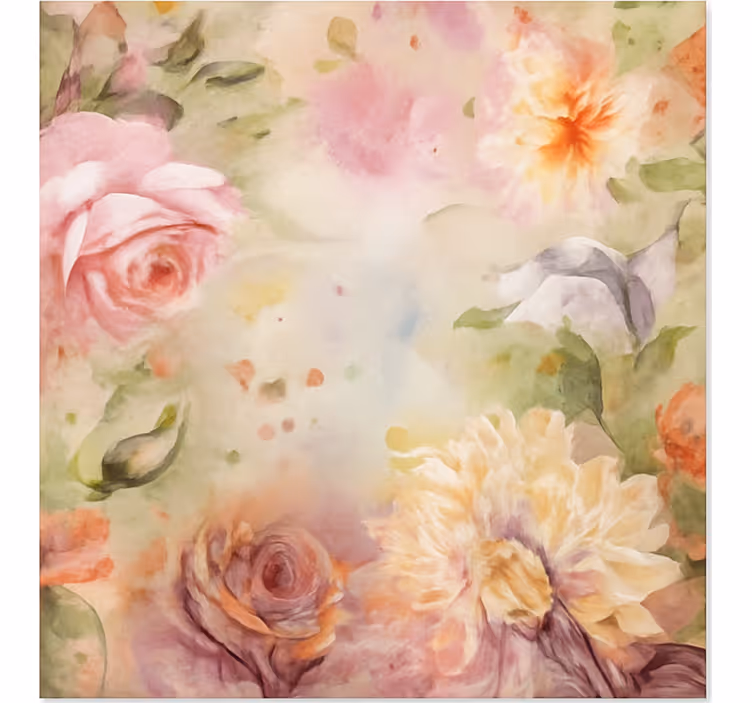 Pink floral roses living room rug - TenStickers
