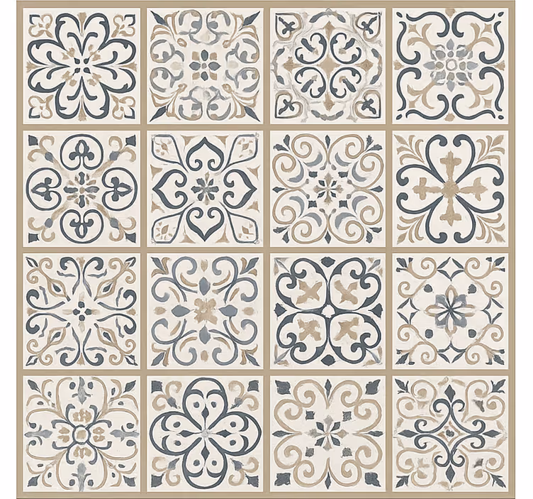 Neutral Tiled Pattern dining room rug - TenStickers
