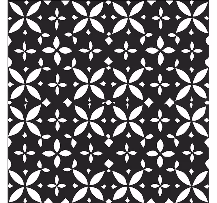 Black Floral Geometric dining room rug - TenStickers