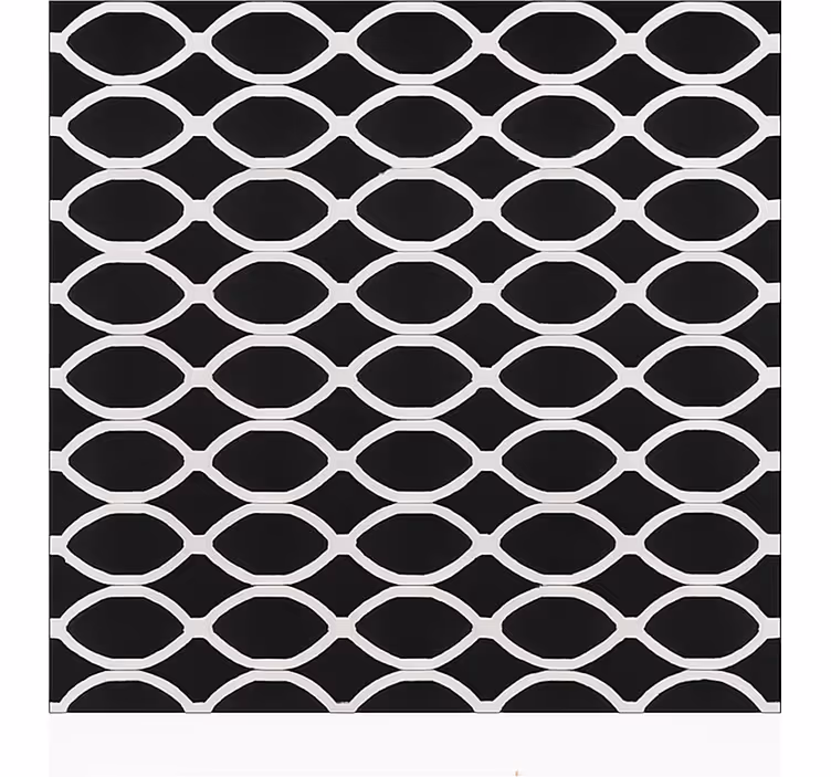Monochrome oval design dining room rug - TenStickers