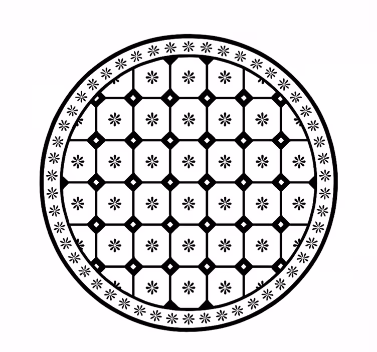 Black-and-White Tile Pattern dining room rug - TenStickers