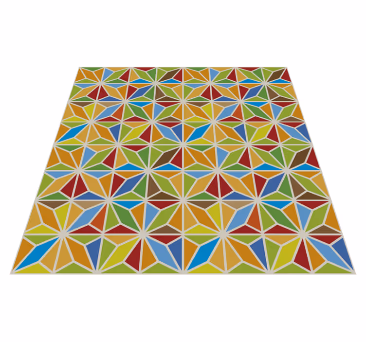 Kaleidoscopic Geometric Tile dining room rug - TenStickers