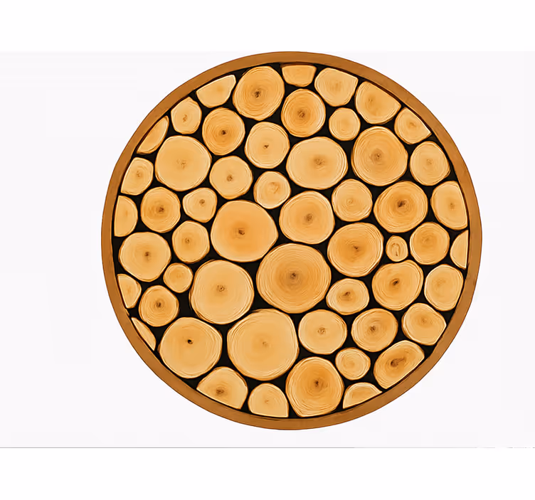 Natural Wood Slice dining room rug - TenStickers