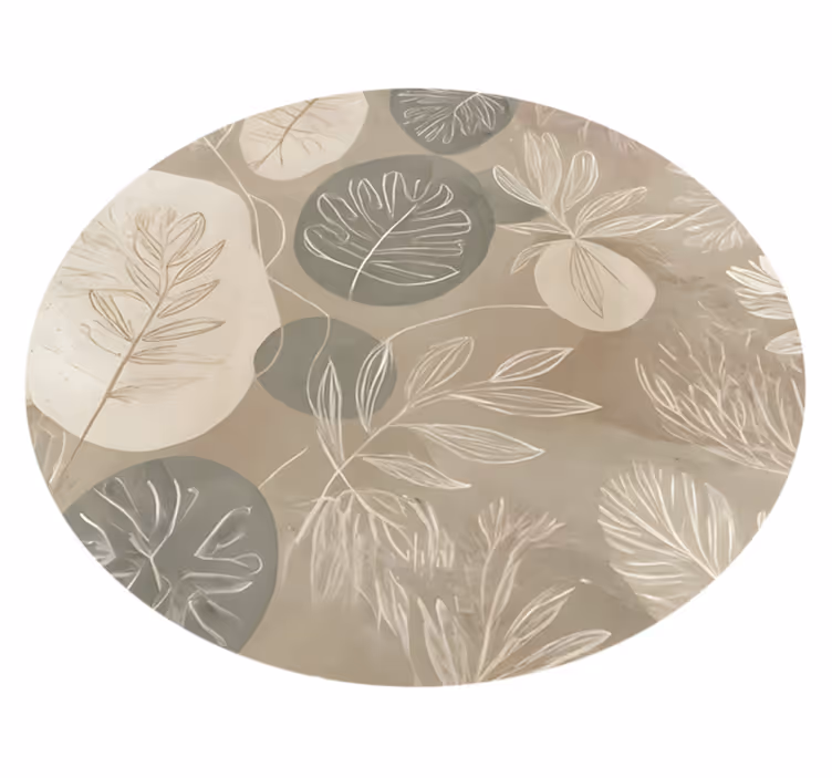 Neutral Botanical Abstract dining room rug - TenStickers