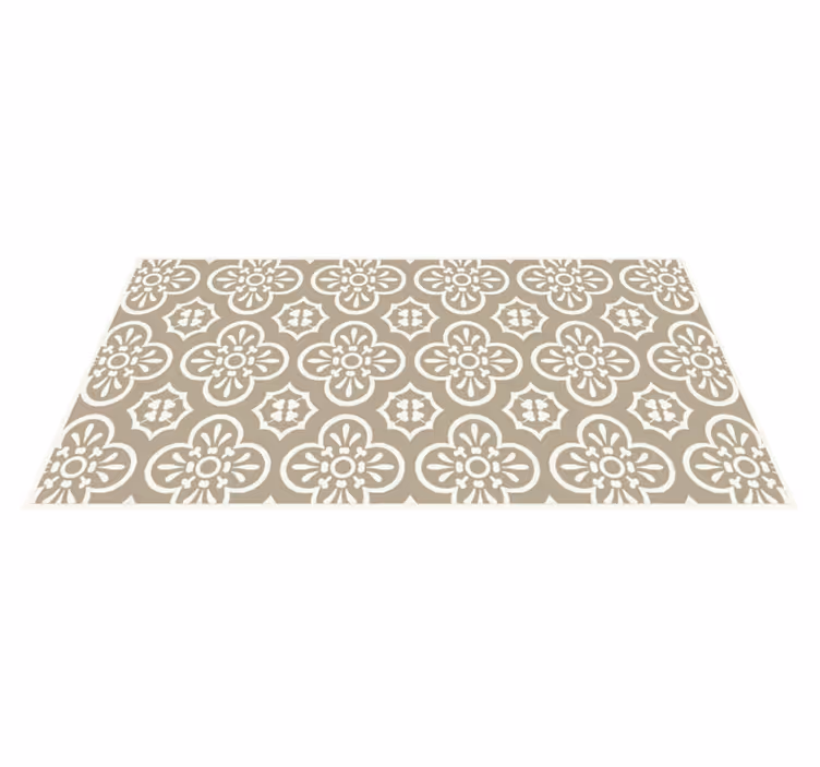 Monochromatic Encaustic Border dining room rug - TenStickers