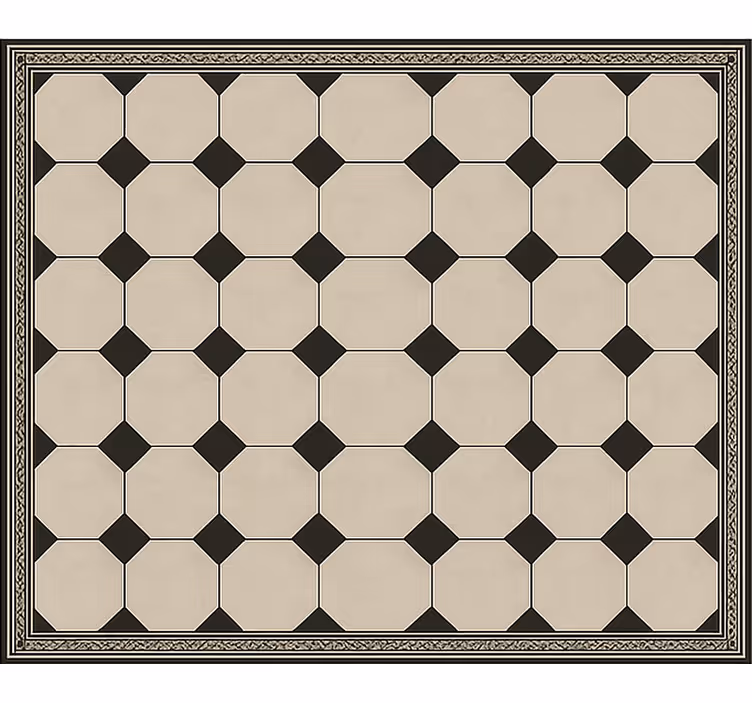 Traditional Checkerboard Tile dining room rug - TenStickers