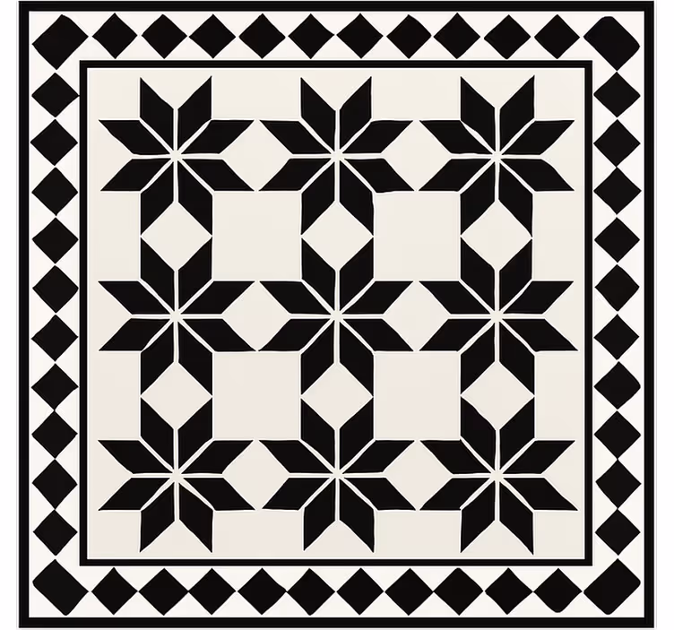 Monochrome star tile pattern  kitchen vinyl mat - TenStickers