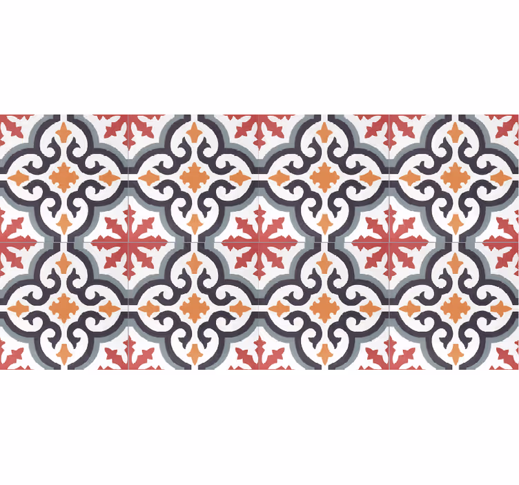 Baroni red design tile carpet - TenStickers