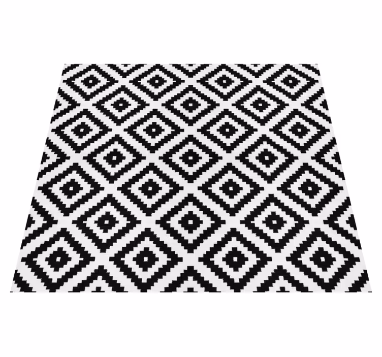 Kitchen vinyl mat with black modern squares - TenStickers