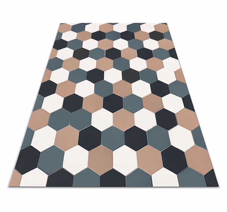 Kitchen vinyl mat with modern hexagonal design - TenStickers