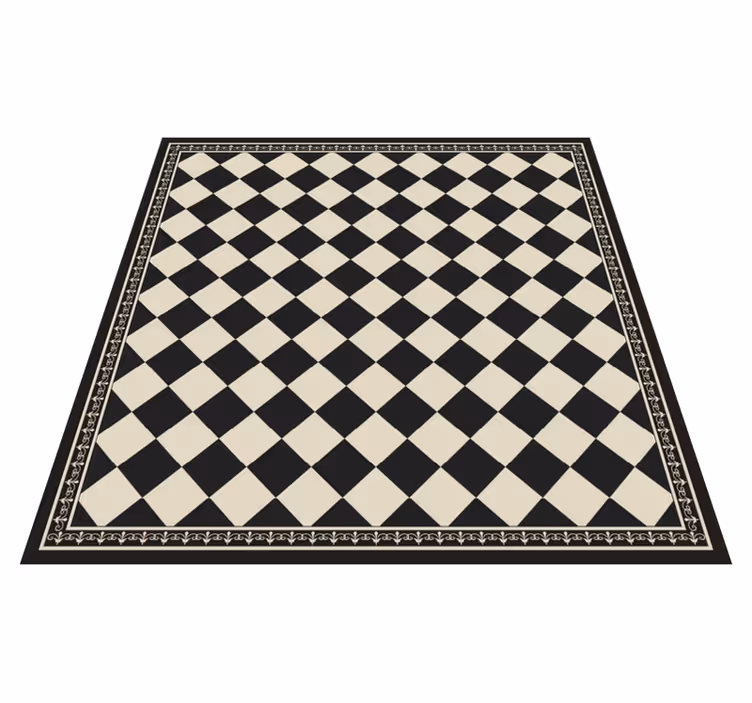 Living room rug black checkerboard design - TenStickers