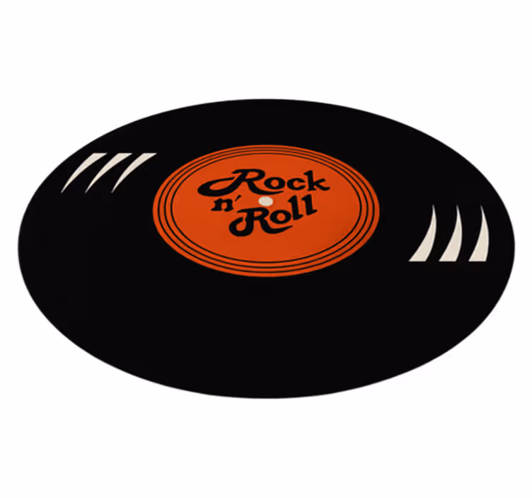 Circular rug inspired by rock and roll vinyl record - TenStickers