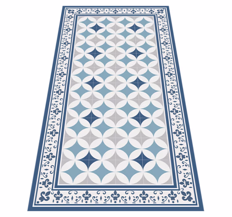 Kitchen vinyl mat in azure tile design - TenStickers