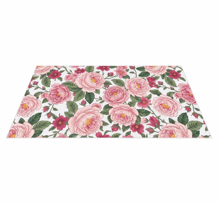 Beautiful pink flowers living room rug - TenStickers