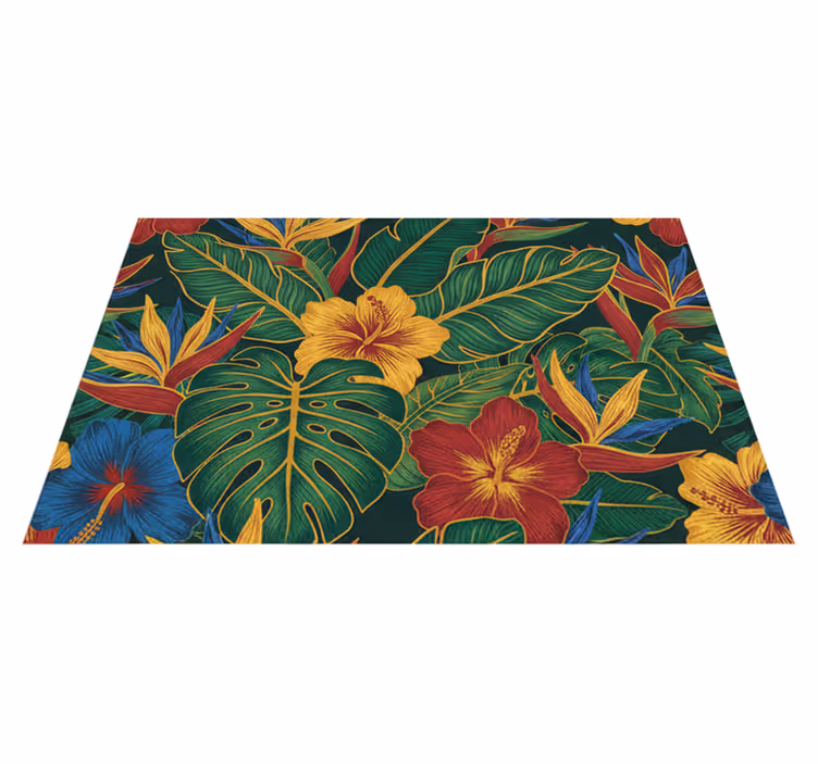 Living room rug with exotic plant design - TenStickers