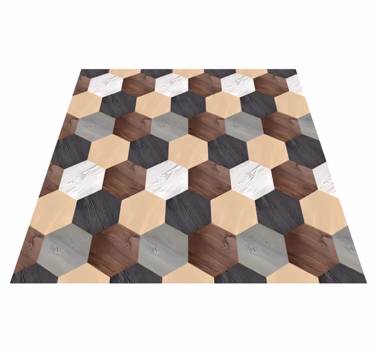 Kitchen vinyl mat in mixed wood hexagons - TenStickers