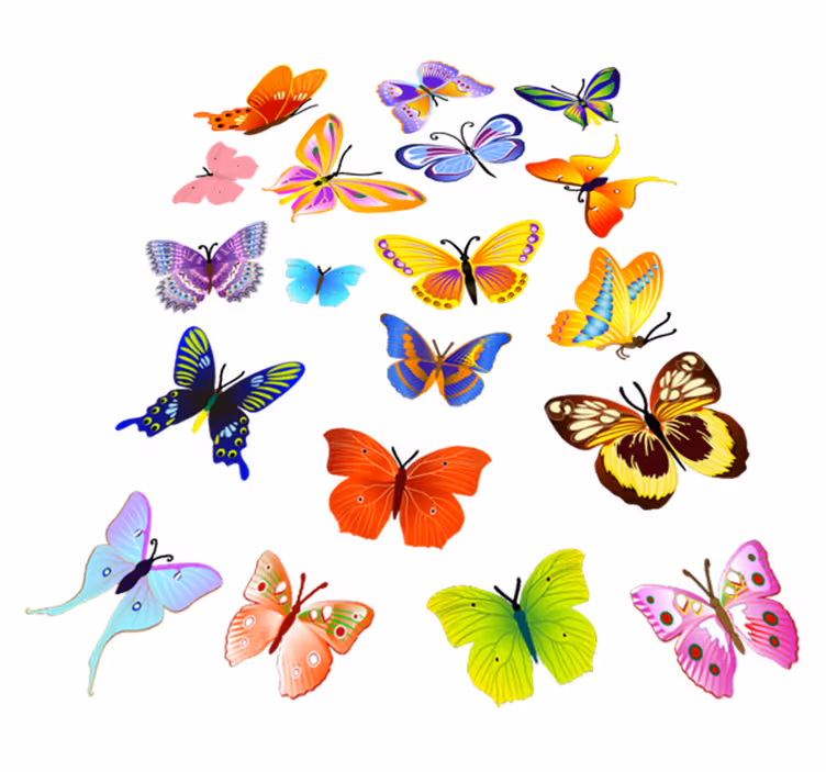 Animal mat with colorful flying butterflies - TenStickers