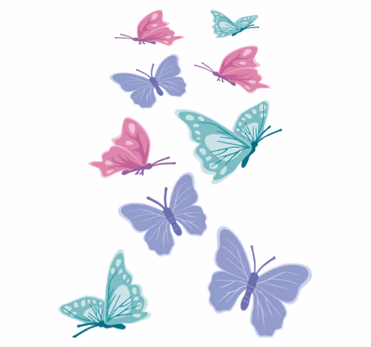 Animal mat in pastel colour butterflies - TenStickers