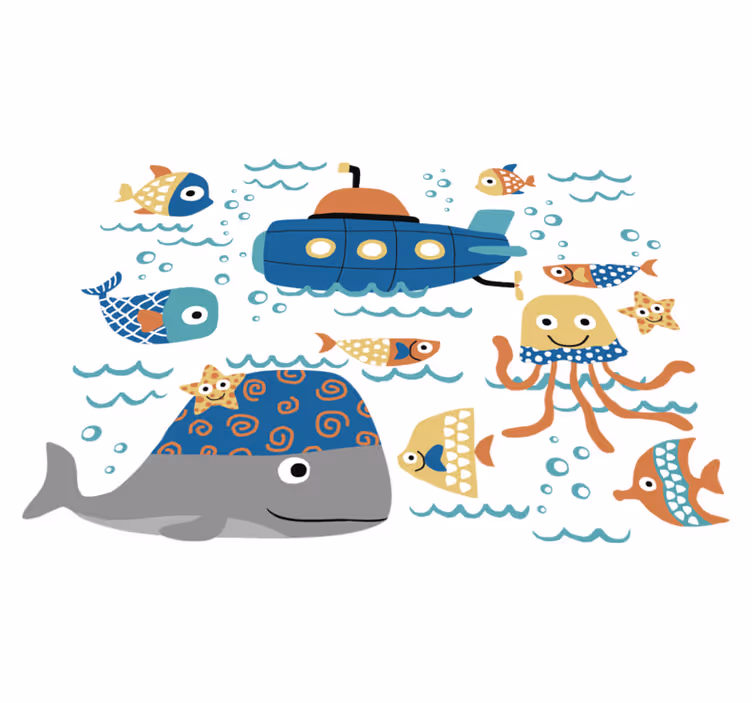 Animal mat with blue marine designs - TenStickers