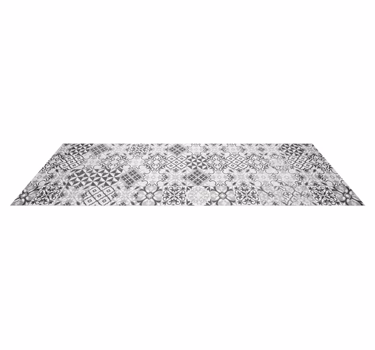 Kitchen vinyl mat with intricate greyscale mosaic - TenStickers