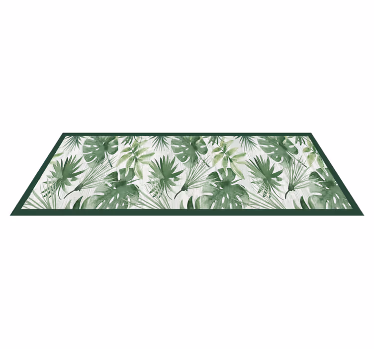 Kitchen vinyl mat watercolor tropical leaves - TenStickers