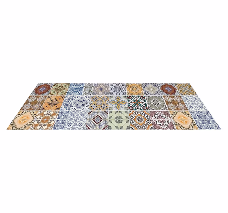 Eclectic mediterranean patchwork kitchen vinyl mat - TenStickers