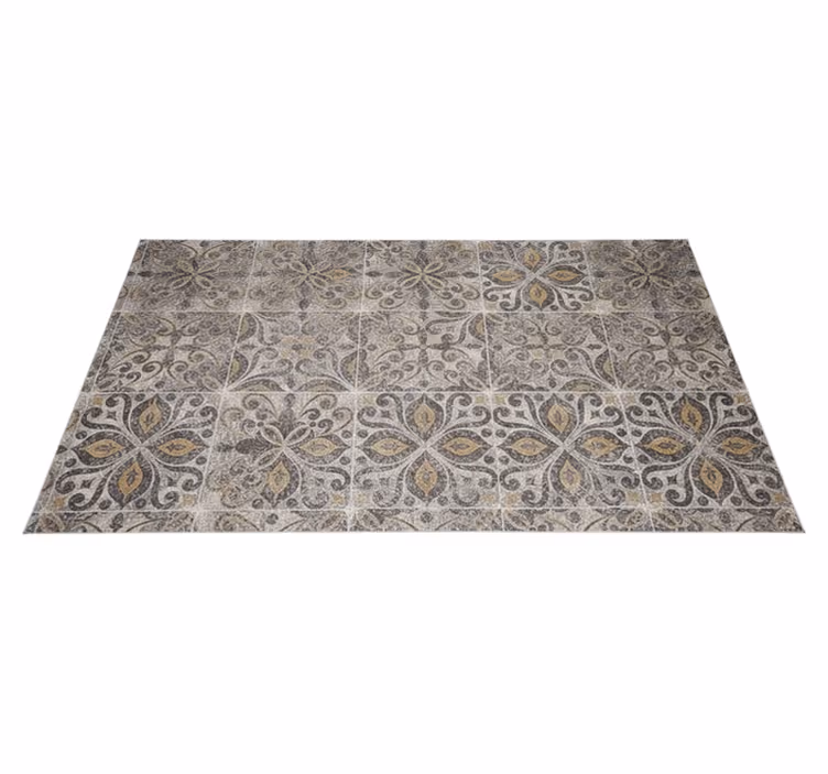 Ornate charcoal arabesque kitchen vinyl mat - TenStickers