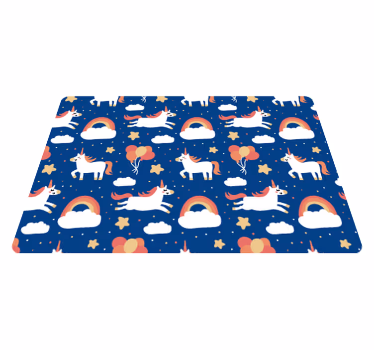 Animal mat with white unicorns for kids - TenStickers