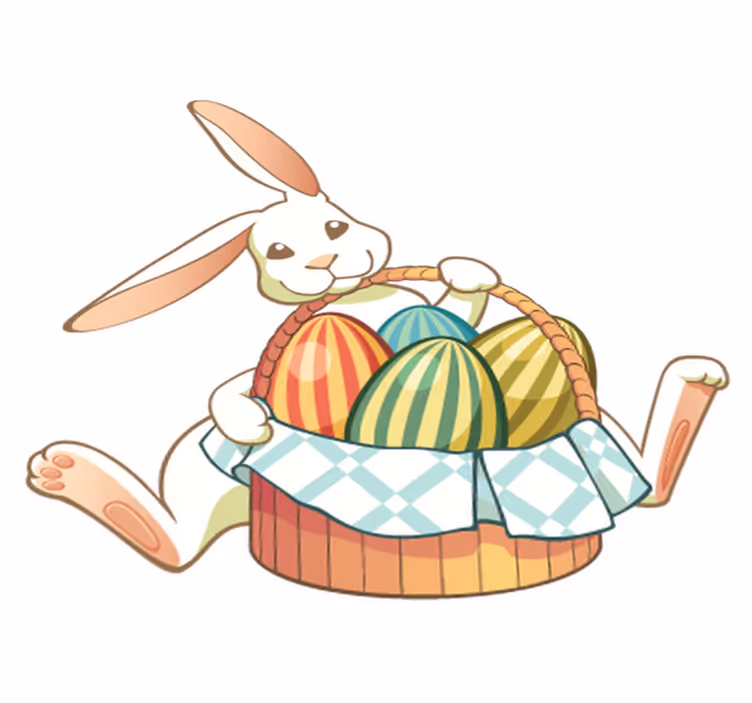 Easter bunny with basket animal mat - TenStickers