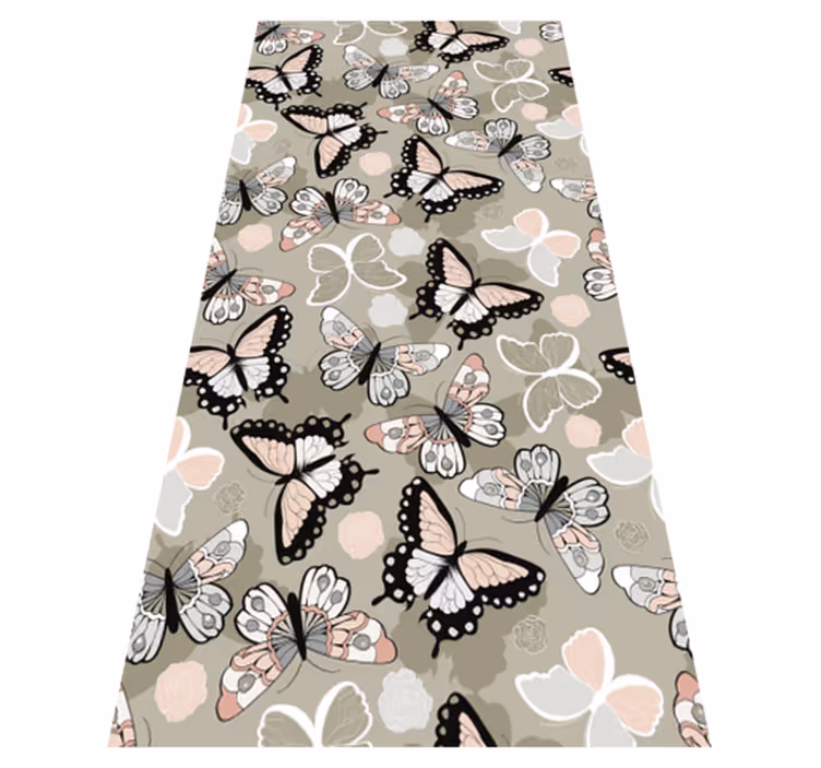 Beige flying butterflies animal mat - TenStickers