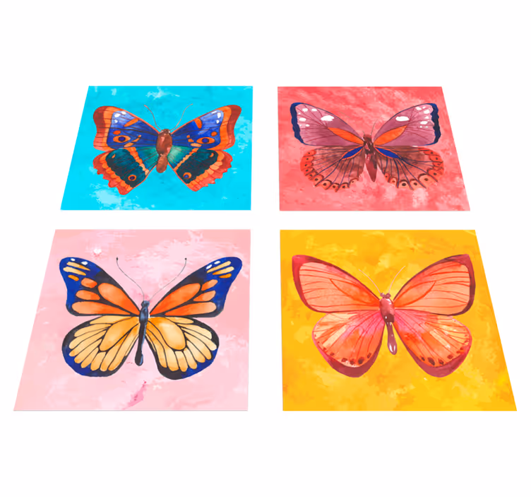 Animal mat with colorful butterfly designs - TenStickers