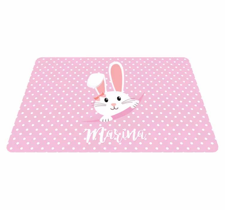 Cute bunny for girl with name animal mat - TenStickers