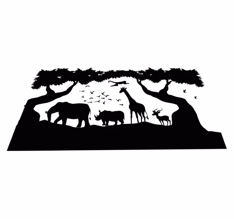 Animal mat black and white savannah design - TenStickers