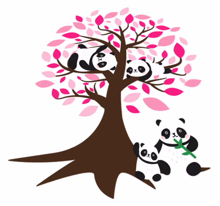 Animal mat with panda tree design - TenStickers