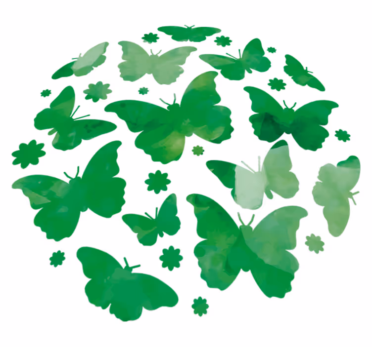 Animal mat green aquarelle butterflies - TenStickers